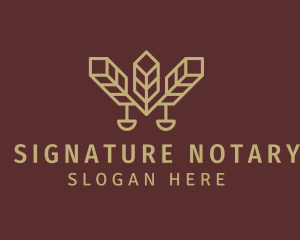 Gold Notary Leaf Scale logo