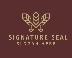 Gold Notary Leaf Scale logo