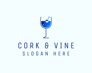 Blue Sparkly Cocktail Glass logo design