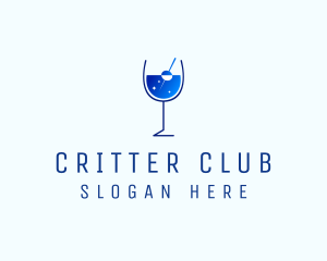 Blue Sparkly Cocktail Glass logo design