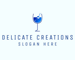 Blue Sparkly Cocktail Glass logo design