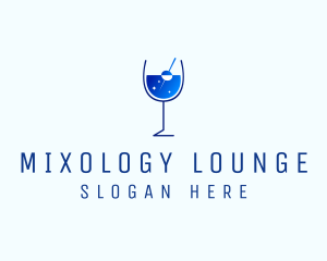 Blue Sparkly Cocktail Glass logo design