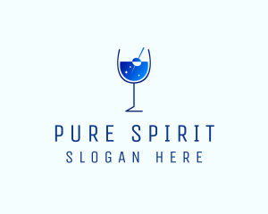 Blue Sparkly Cocktail Glass logo design