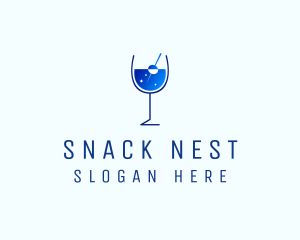 Blue Sparkly Cocktail Glass logo design