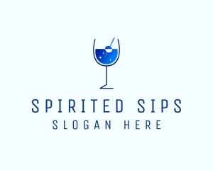 Blue Sparkly Cocktail Glass logo design