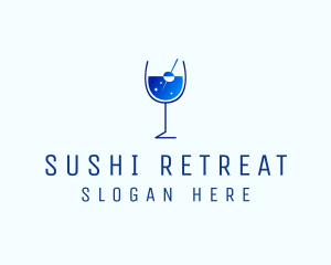 Blue Sparkly Cocktail Glass logo design