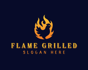 Chicken Flame Grill logo design