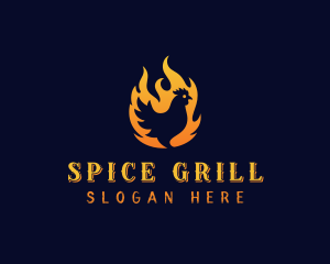 Chicken Flame Grill logo design