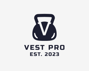 Gym Kettlebell Letter V logo design