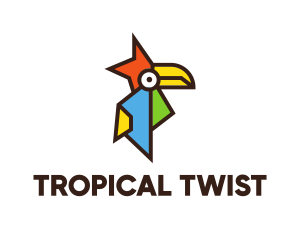 Colorful Tropical Toucan  logo design