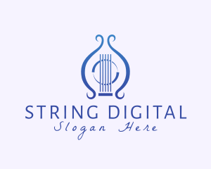 Lyre Guitar Musical Instrument logo design