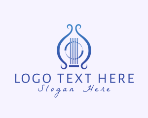 Orchestra - Lyre Guitar Musical Instrument logo design