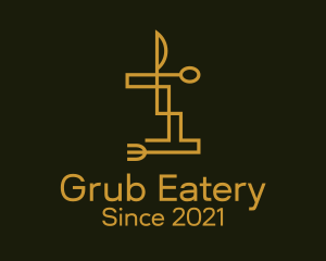 Gold Cutlery Diner logo design