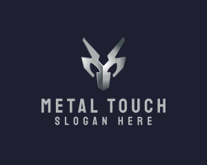 Metallic Silver Superhero logo