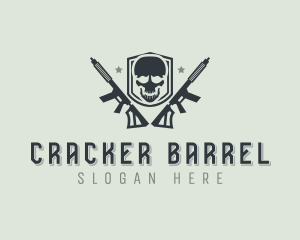 Skull Rifle Weapon logo design