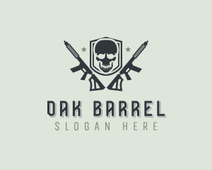 Skull Rifle Weapon logo design