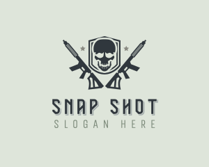 Skull Rifle Weapon logo design