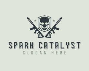 Skull Rifle Weapon logo design