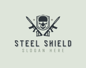 Skull Rifle Weapon logo design