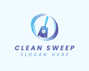 Broom Housekeeper Cleaning logo design