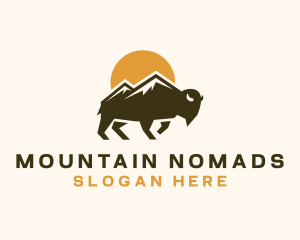 Buffalo Bison Mountain logo design