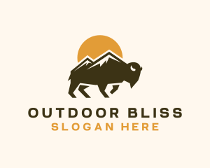 Buffalo Bison Mountain logo design