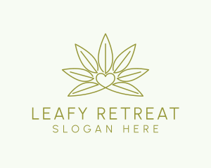 Marijuana Leaf Heart logo design