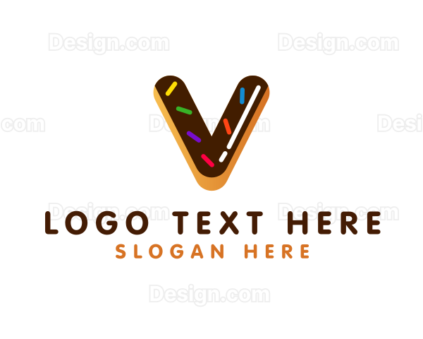 Donut Sprinkles Letter V Logo