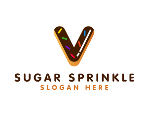 Donut Sprinkles Letter V logo
