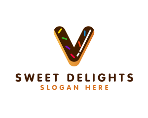 Donut Sprinkles Letter V logo