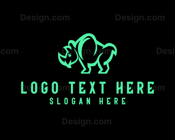 Neon Rhinoceros Animal Logo