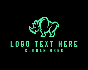 Neon Rhinoceros Animal logo