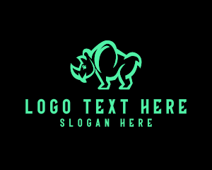 Neon Rhinoceros Animal Logo