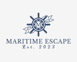 Maritime Steering Wheel Ribbon logo design