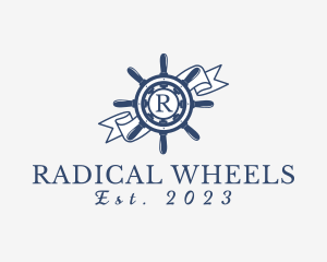 Maritime Steering Wheel Ribbon logo design