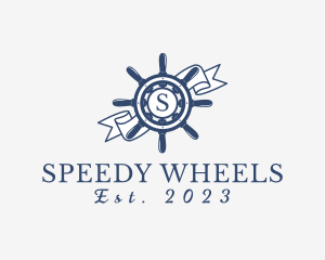 Maritime Steering Wheel Ribbon logo design