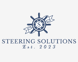 Maritime Steering Wheel Ribbon logo design