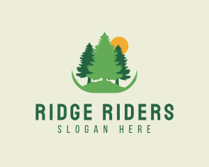 Sun Pine Tree Forest logo design