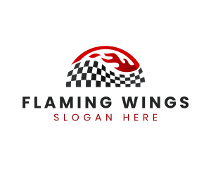 Fire Speed Racing Flag logo design