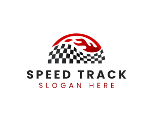 Fire Speed Racing Flag logo design