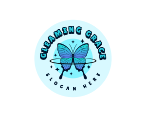 Retro Sparkling Butterfly logo design