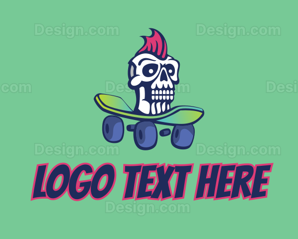 Mohawk Skull Skateboard Logo