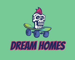 Mohawk Skull Skateboard  logo