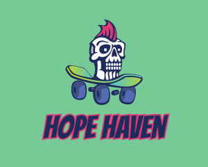 Mohawk Skull Skateboard  logo