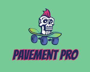 Mohawk Skull Skateboard  logo design