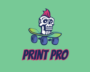 Mohawk Skull Skateboard  logo design