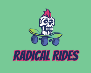 Mohawk Skull Skateboard  logo