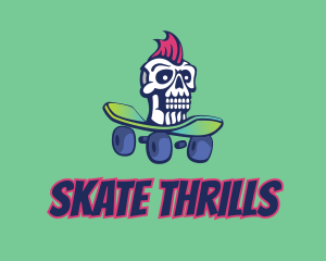 Mohawk Skull Skateboard  logo design