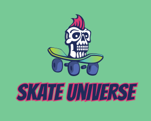 Mohawk Skull Skateboard  logo design