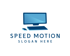 Computer Monitor Keyboard Mouse logo design